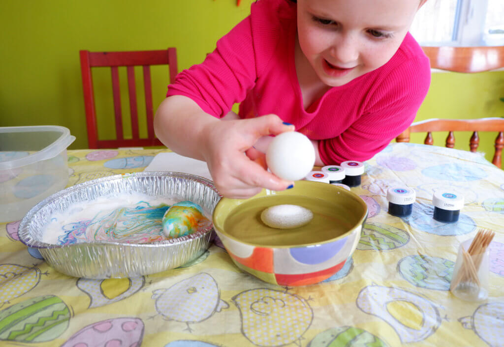 edible whipped cream dyed easter eggs 