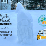 snow gnome on pickle planet moncton front yard riverview winter carnival snowbank productions