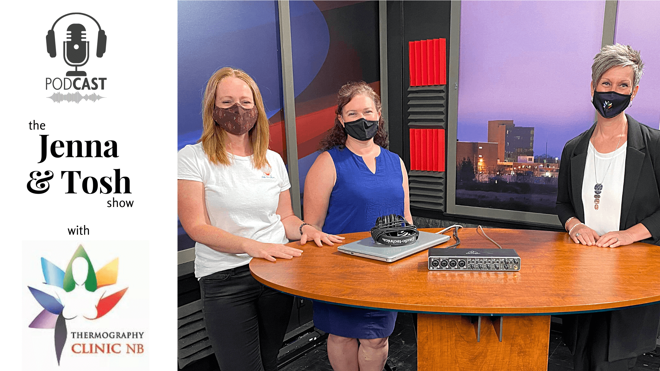 podcast tv show hosts tosh taylor jenna morton with thermography clinic nb owner kathryn speer