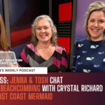 podcast episode cover focusing on seaglass and winter beachcombing in new brunswick canada